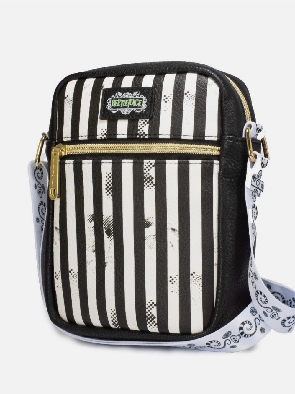 Black and White Stripe Crossbody Bag